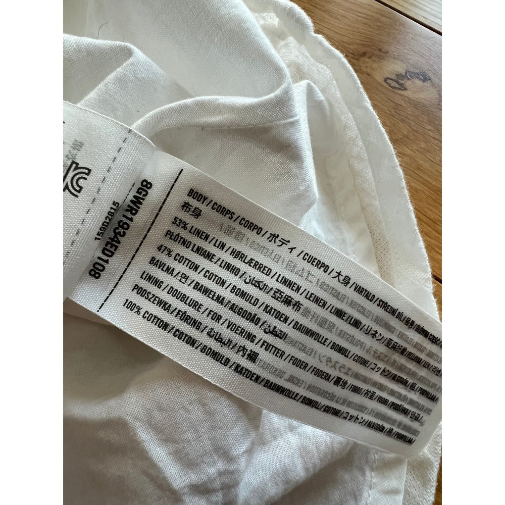 Abercrombie & Fitch Emerson Cap Sleeve Mini Dress White Linen Blend Womens XL - Picture 8 of 10